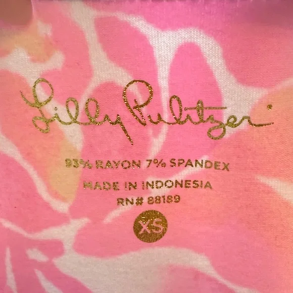 Lilly Pulitzer XS Tropical Floral Scoop Neck Dress - Navy, Hot Pink & Aqua - Picture 3 of 3